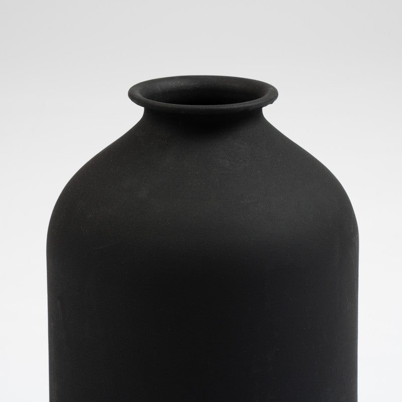 Matt Black Metal Vase 23.5cm